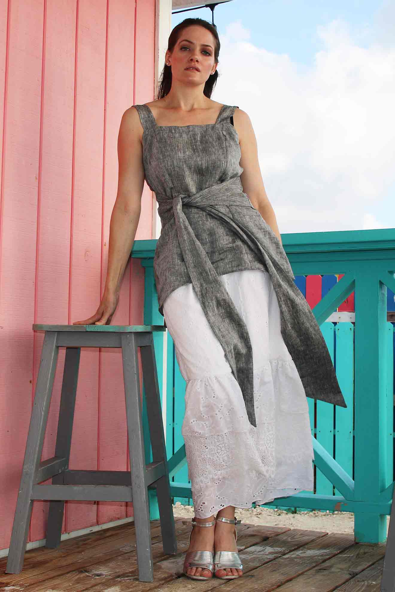 Caicos Tiered Lace and Embroidered Cotton Skirt/ Tailored or Loose Fit