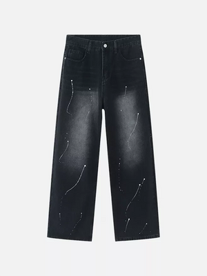 Niceprimes Straight Leg Spray Painted Jeans -  Niceprimes  