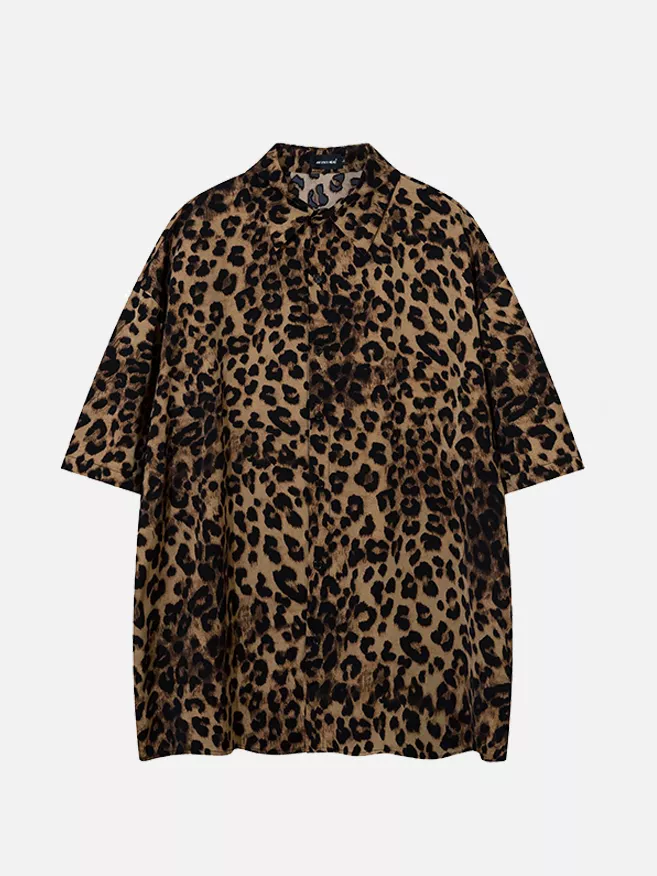 Niceprimes Classic Leopard Print Short-Sleeve Shirt