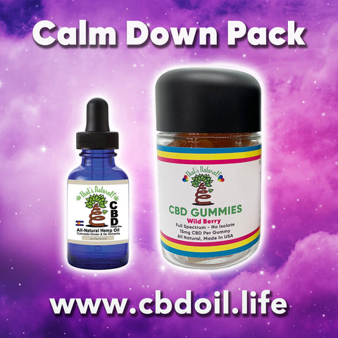 That's Natural CBD Calm Down Pack - most trusted CBD, best rated CBD, CBD for sleep, CBD for stress, CBD for anxiety, CBD for PTSD at www.cbdoil.life and cbdoil.life blog at www.thatsnatural.info and thatsnatural.info