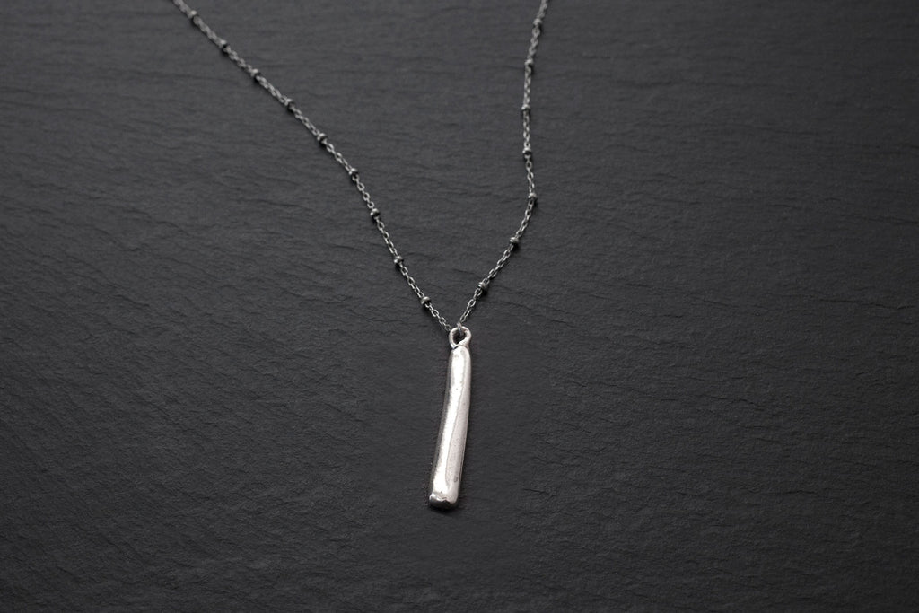 kristen mara serenity necklace organic sterling silver bar drop