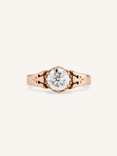 Victorian Old European Cut Diamond Rose Gold Vintage Engagement Ring