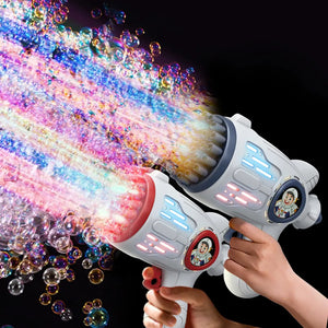 Bubble Gun Toys Electric Automatic Soap Rocket Boom Bubbles Makers For Portable Outdoor Kids Gifts LED Light Wedding Party Toy - shopglobalbazzar.com