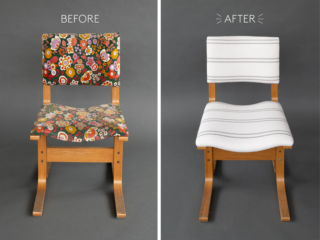 vintage bentwood chair makeover striped fabric 