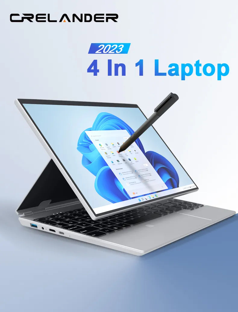 CRELANDER 4 in 1 Laptop 14 inch Touch Screen Celeron N5105 16GB Ram Windows 11 Tablet PC Notebook Computer For Student Business