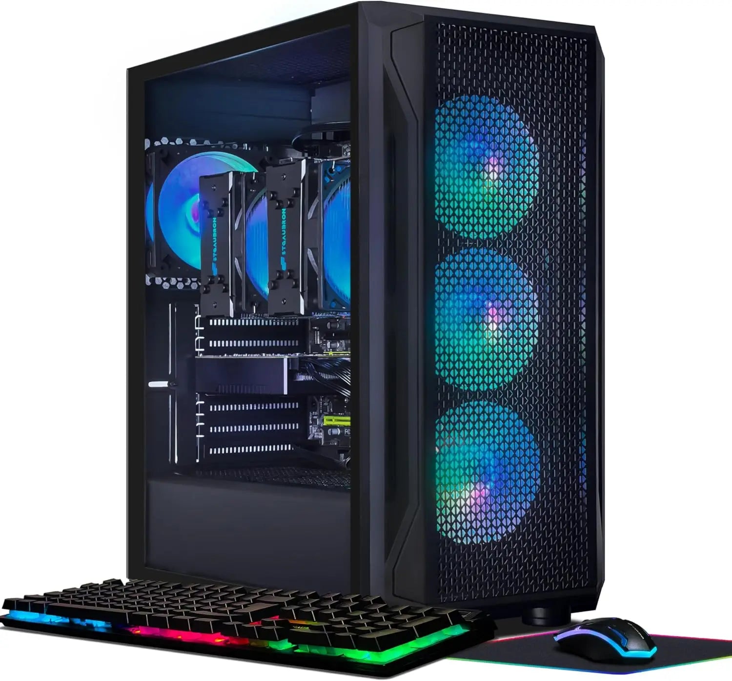 Gaming PC Computer Desktop, Radeon RX 580 8G,Dual Intel I7 Xeon E5 up to 3.7GHz,16G DDR4 Ram,1T SSD,600M WiFi, BT 5.0,RGB Fan x4