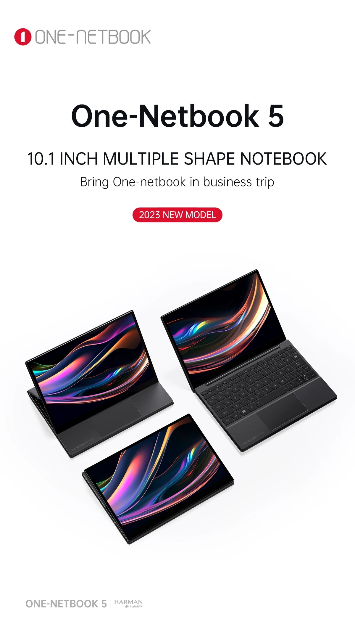 One-Netbook 5 10.1 Inch Laptop Pocket Computer Intel Core i7-1250U 32G+1TB 2TB IPS Screen "Z" Shape Business Tablet Mini PC