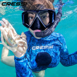 Cressi Diving Swimming Mask Snorkeling Set Scuba Snorkel Silicone Skirt Four-Lens Panoramic for Adults Pano4 Dry - mylifestyleneeds