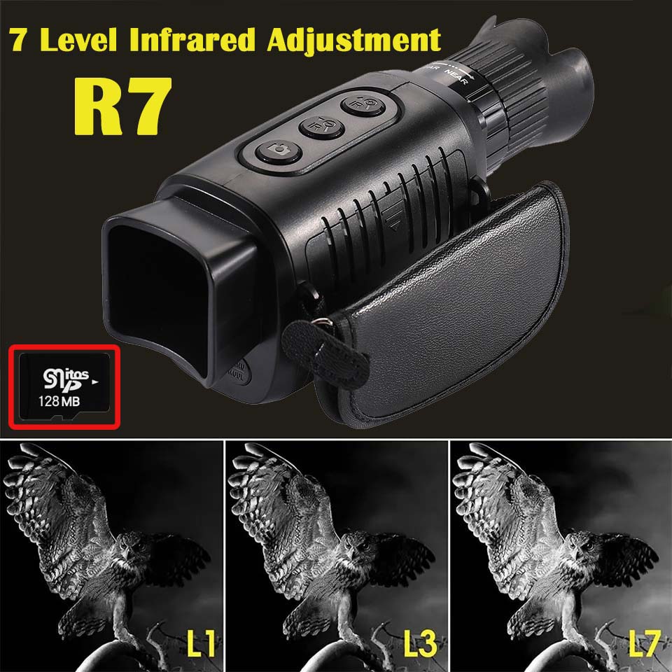 HD Infrared Night Vision Device R7 5X Zoom Digital Monocular Telescope 1080P Outdoor Camera with Day& Night Dual-use for Hunting