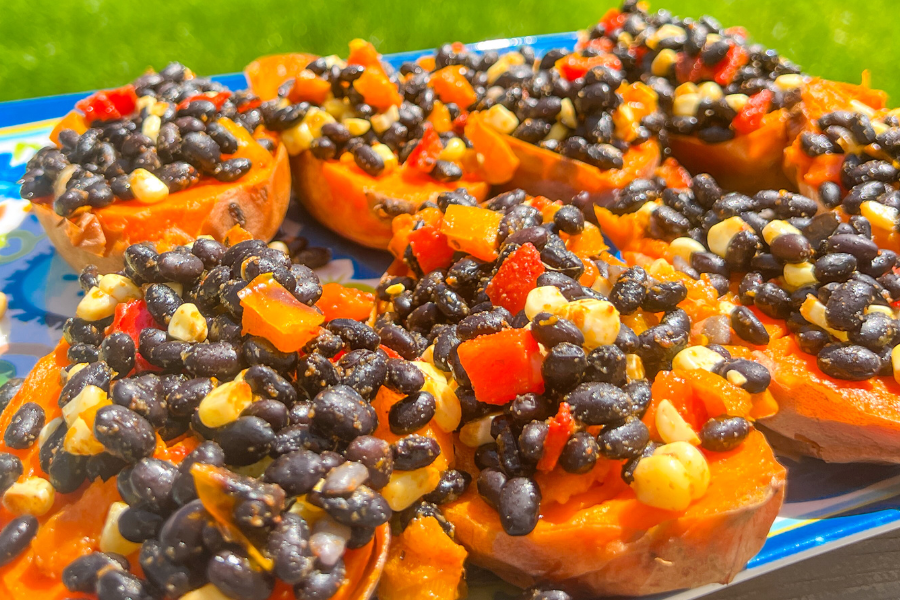 black bean and sweet potato grilled