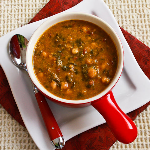 Garbanzo Bean Soup with Spinach, Tomatoes, and Basil