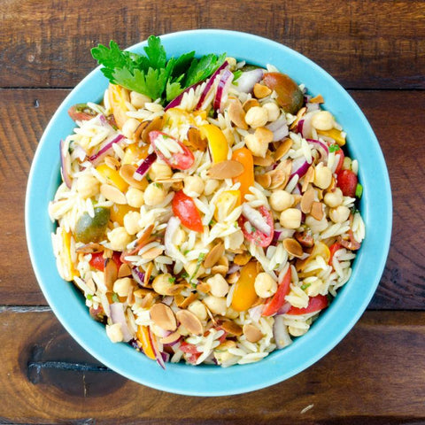 chickpea tomato orzo salad