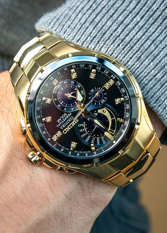 SSC572P SEIKO COUTURA SOLAR CHRONOGRAPH PERPETUAL DIAMONDS GOLD – Goldsack  & Co