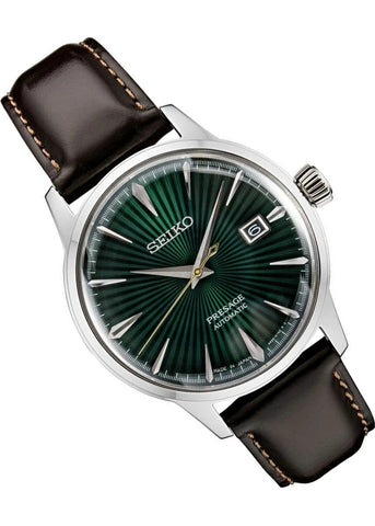 SRPD37J SEIKO GENTS PRESAGE AUTOMATIC GREEN DIAL BROWN LEATHER BAND –  Goldsack & Co