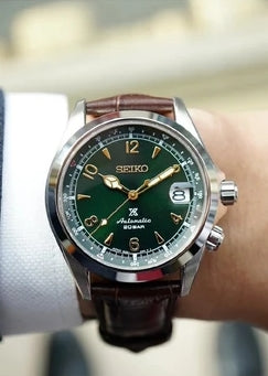 SPB121J SEIKO PROSPEX ALPINIST AUTOMATIC GREEN DIAL BROWN LEATHER –  Goldsack & Co