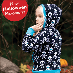 Child wearing a Skeleton Hoodie from Maxomorra