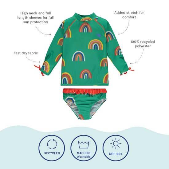 Muddy Puddles - Green Rainbow Rash Vest and Bottoms