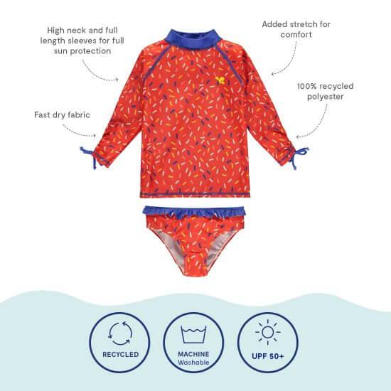 Muddy Puddles - Red Sprinkles Rash Vest and Bottoms