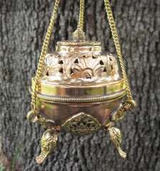 Hanging brass and copper incense burner