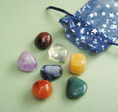 Chakra set of tumbled stones in a drawstring bag