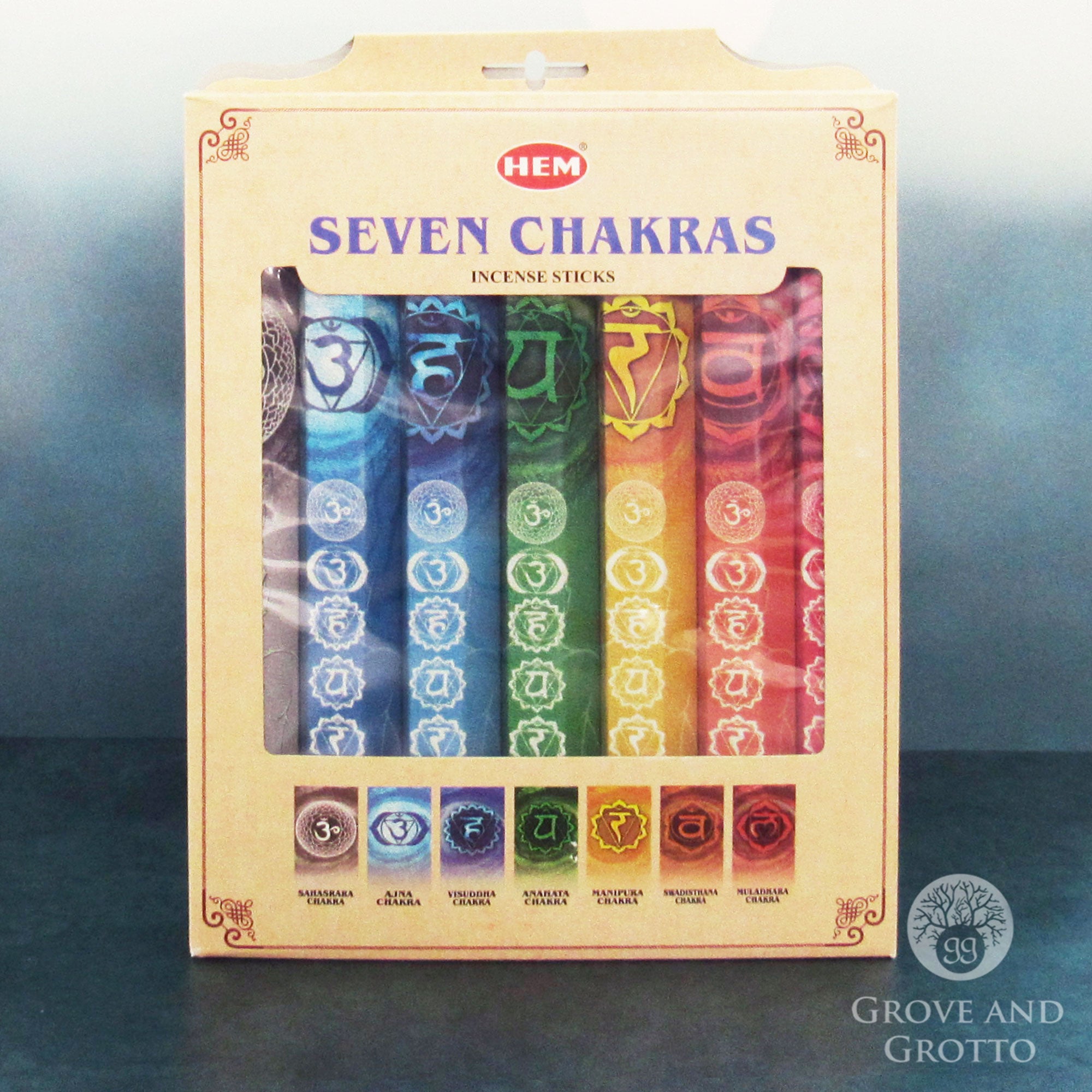 Indica Tientallen laag Seven Chakras Incense - Deluxe Boxed Gift Set by HEM – Grove and Grotto