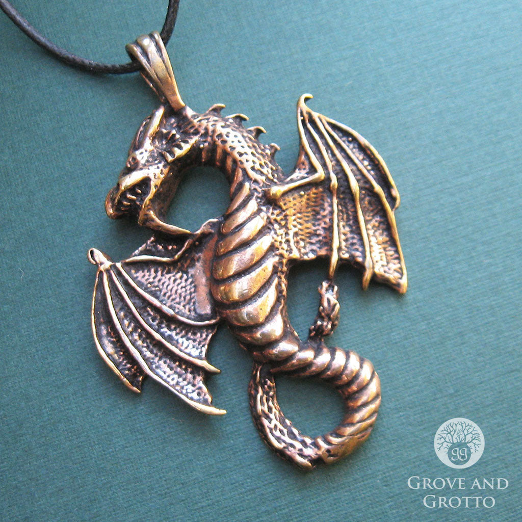 Bronze Celtic Dragon Pendant – Grove and Grotto