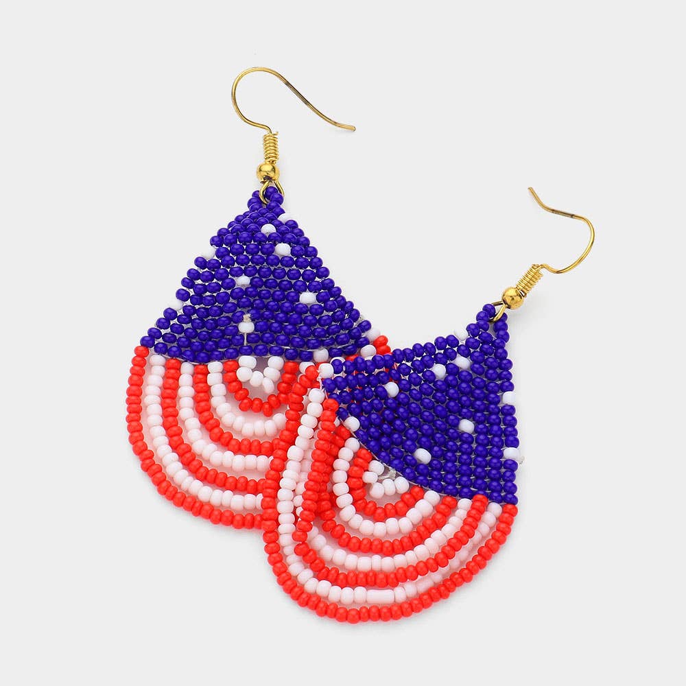 USA Draped Seed Beaded Dangle Earrings