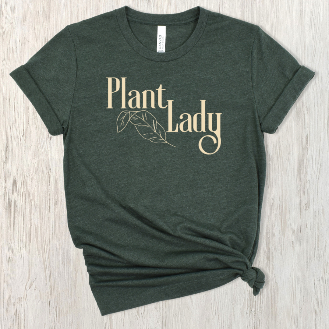 Plant Lady on Heather Forest Green T-Shirt