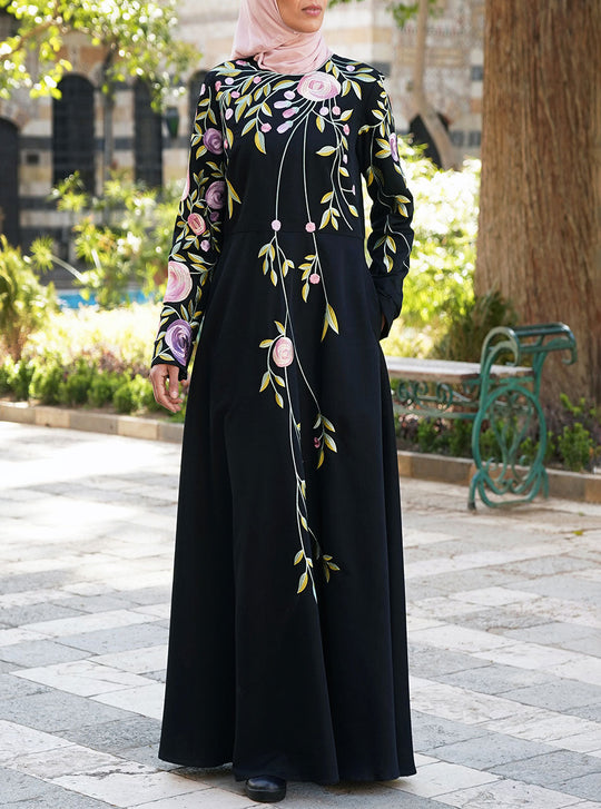 Ruqayya Embroidered Abaya Gown | Shukr Clothing