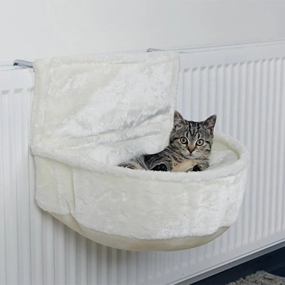 Cat Plush Radiator Bag - Soft Cat Hanging Bed - Strong Durable Iron Frame - Warm and Cosy Cat Hanging Hammock for Small Pets