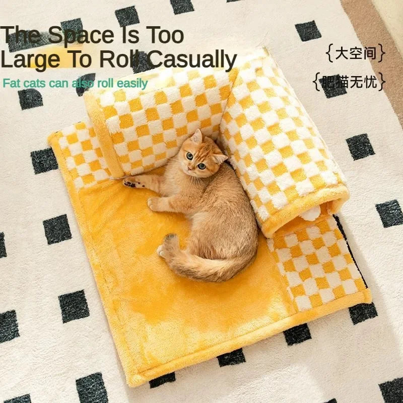 Cute Cat Bed Toy Tunnel - Arctic Velvet - Thickened Skin-friendly Comfortable Cat Bed - Deep Sleeping Pet Mat - Cat Accessories