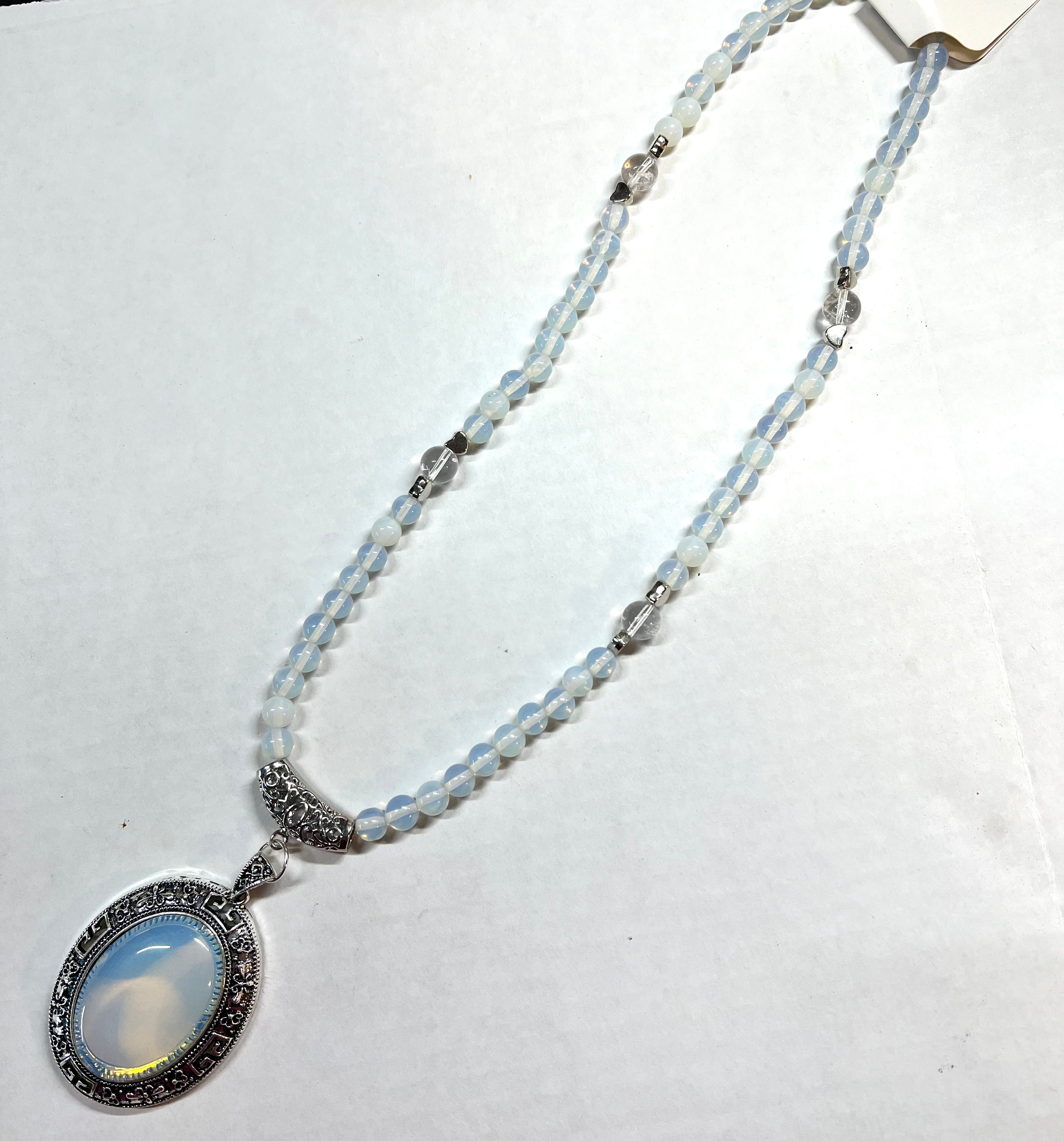Opalite/clear quartz necklace
