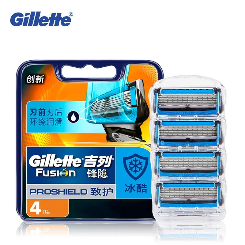 Gillette Fusion Blades Proshield Shaver Blades Shaving Razor Blades With Cool Factor For Men Beard Shave Blade 4Pcs/Pack
