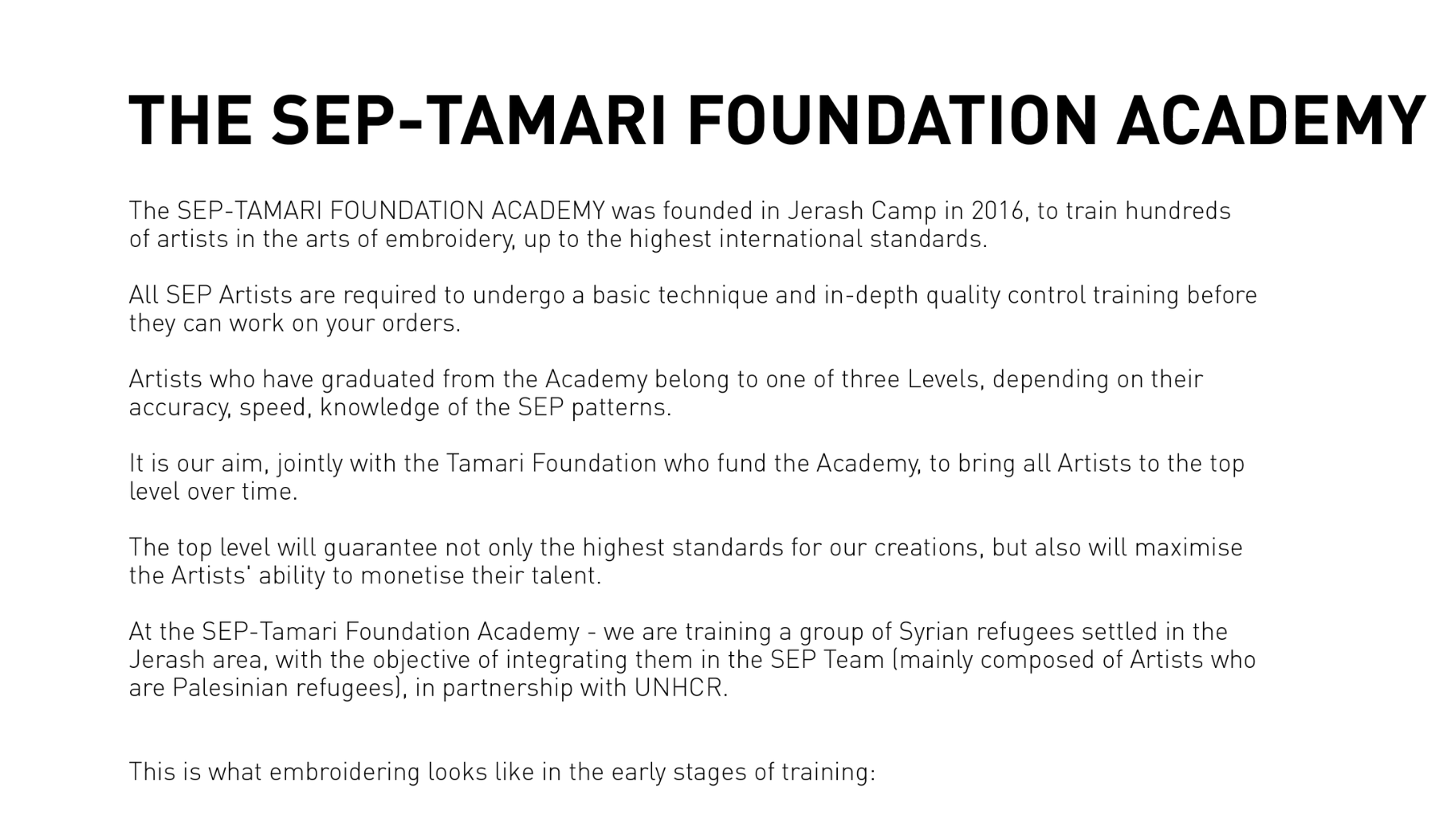 SEP - TAMARI FOUNDATION - ACADEMY - EMBROIDERY - CROSS STITCH