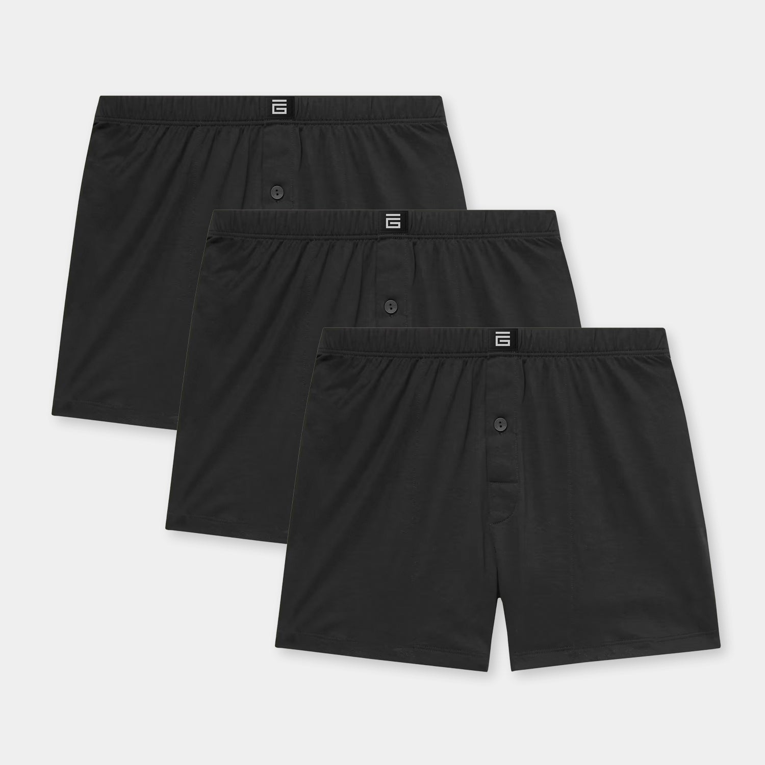 Mens 3 Pack Black Bamboo Boxer Shorts