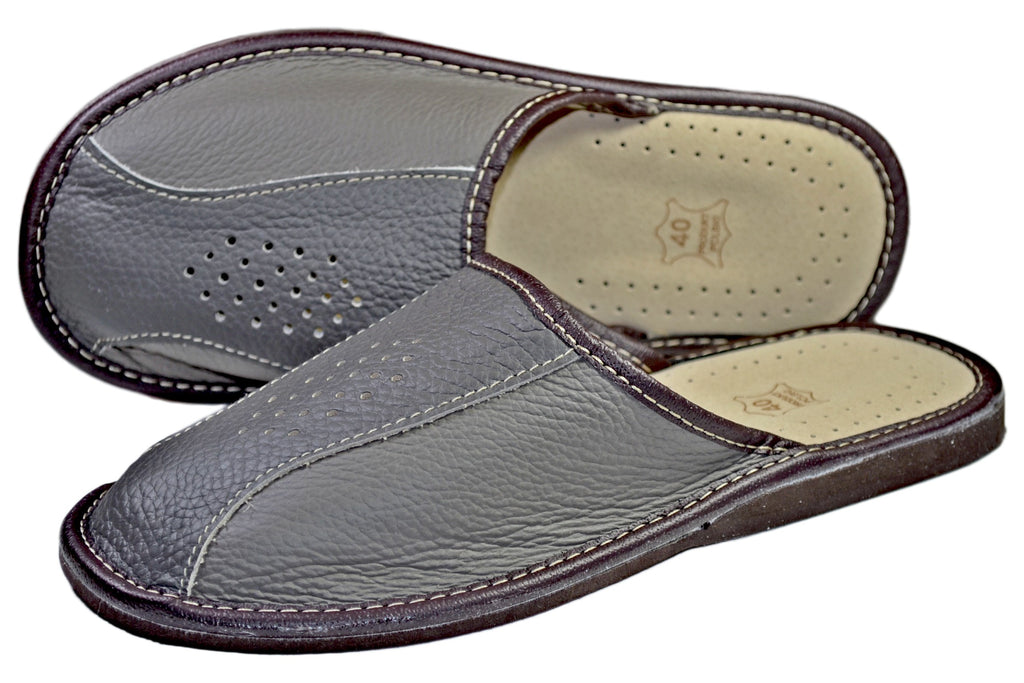 men leather house slippers