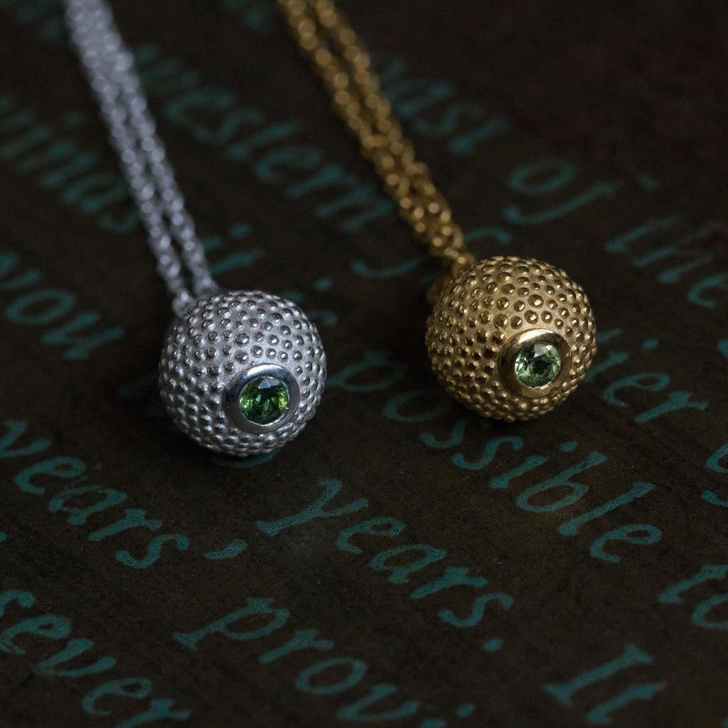 Catherine Hills Jewellery August Peridot birthstone ball and chain necklace