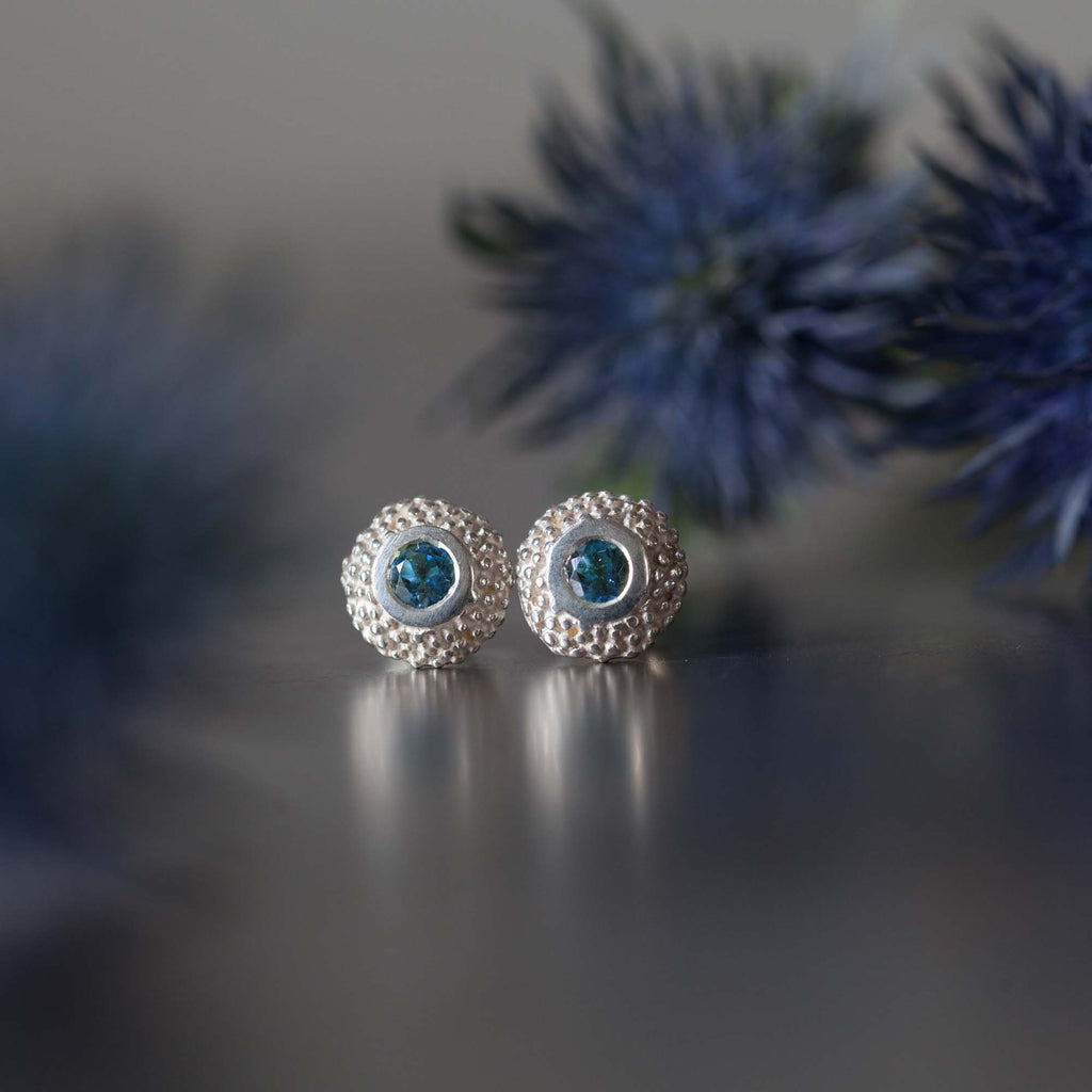 Catherine Hills Jewellery Blue Topaz birthstone satsuma studs earrings