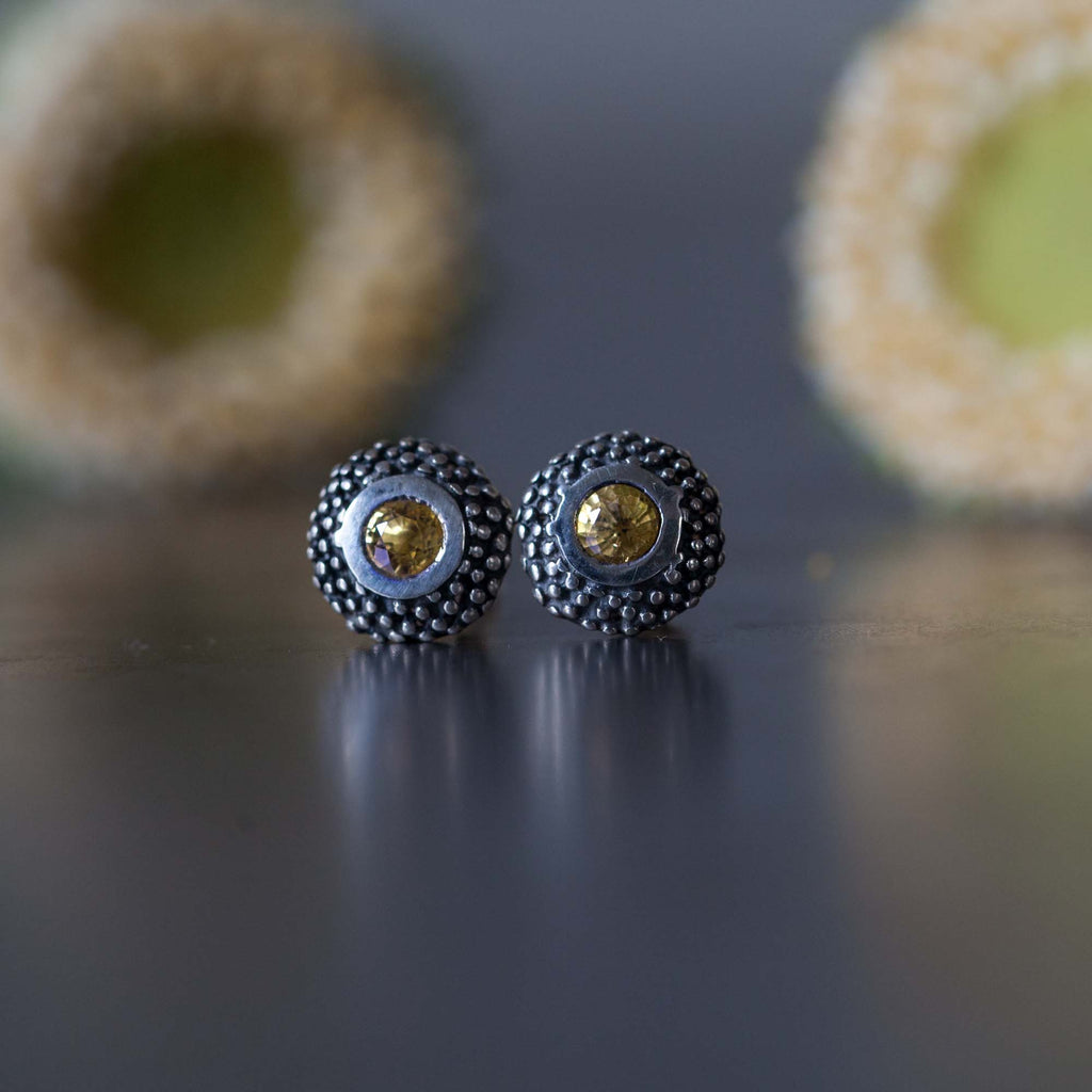 Catherine Hills Jewellery Yellow Topaz birthstone satsuma studs earrings