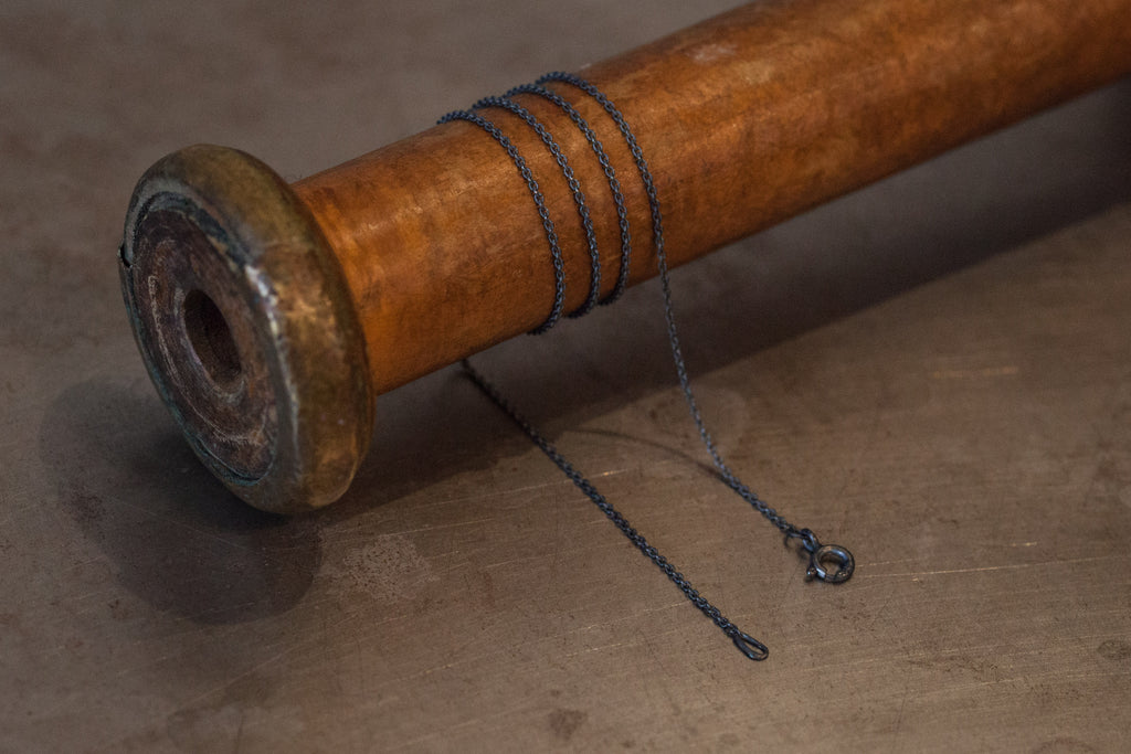 Catherine Hills Jewellery, fine chain, oxidised silver