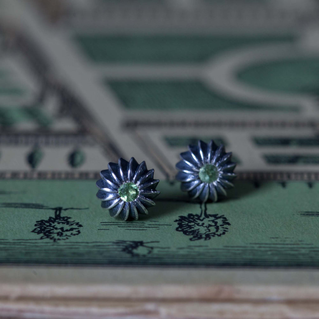 Catherine Hills Jewellery Green tourmaline satsuma studs