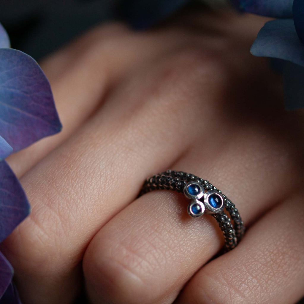 Catherine Hills Jewellery Triple Sapphire cabuchon engagement ring