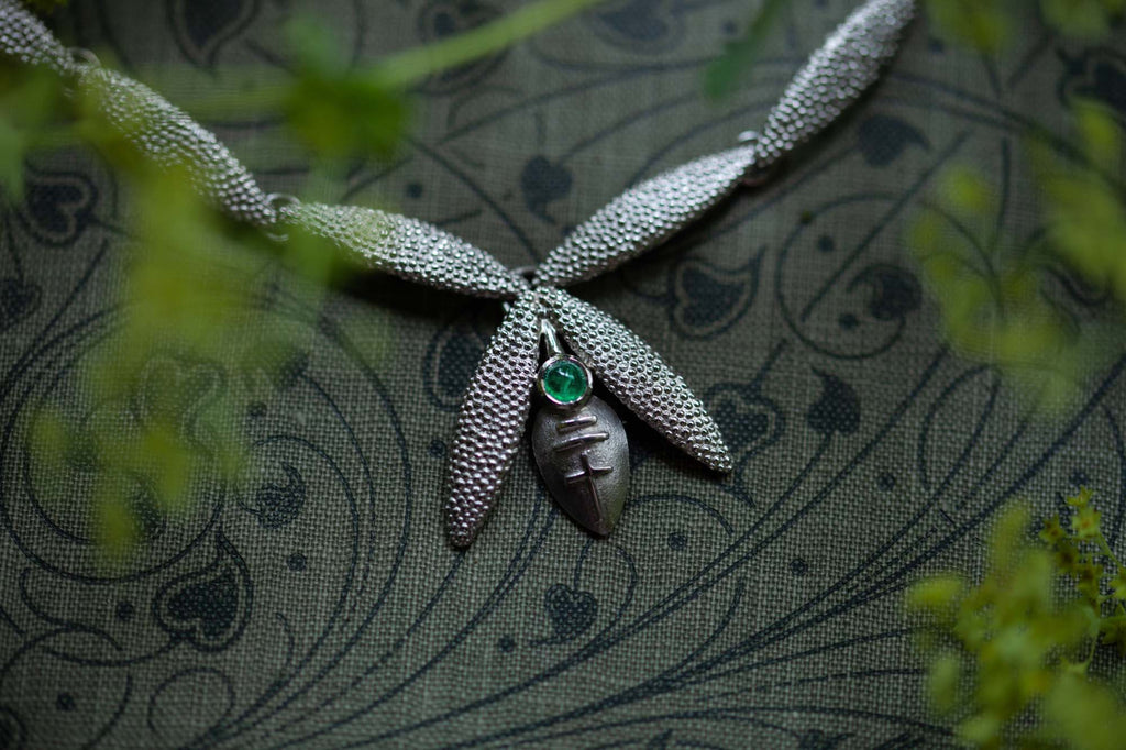 Catherine Hills Jewellery Bespoke Emerald Petal Necklace Commission
