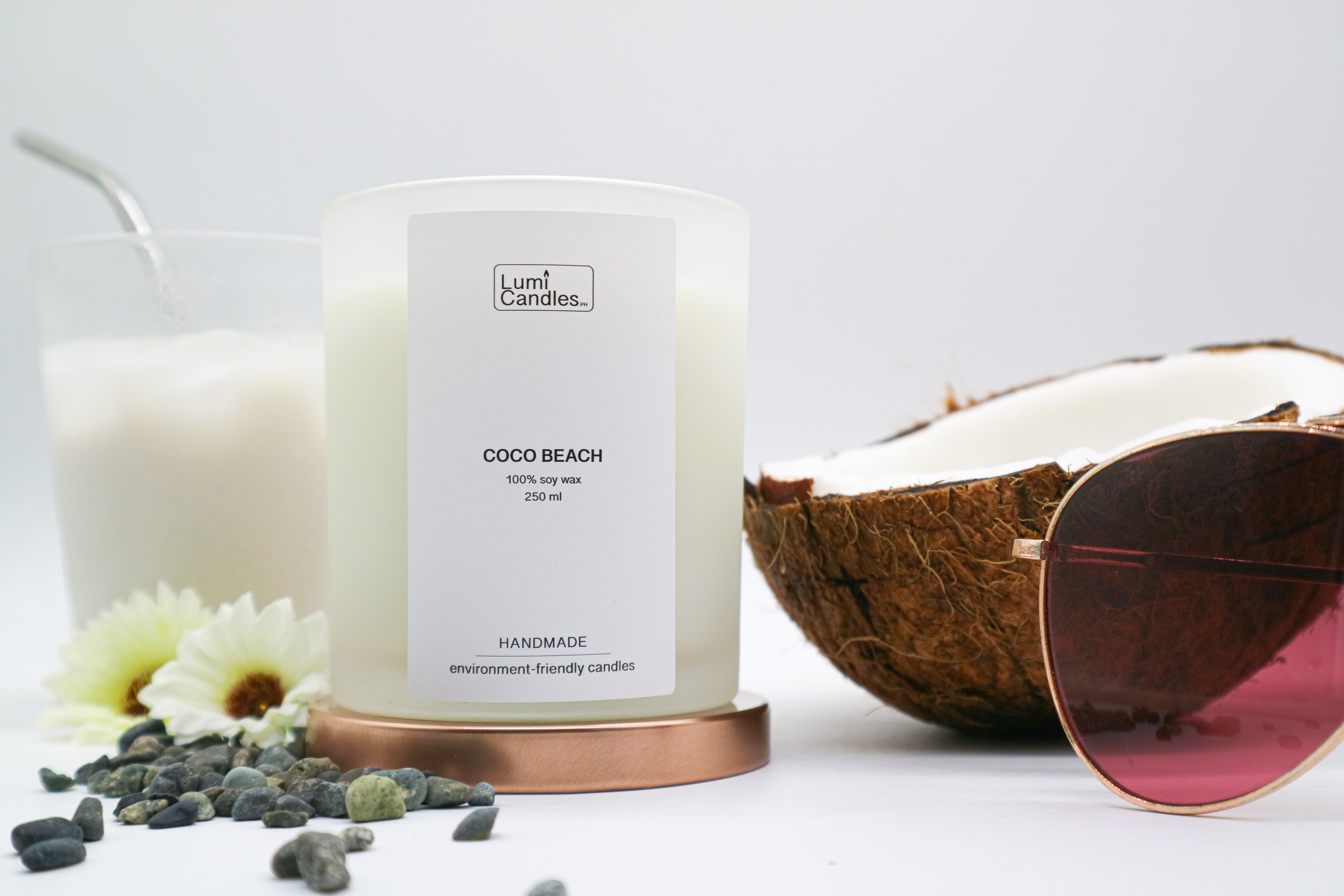 Coco Beach scented soy candle by Lumi Candles PH