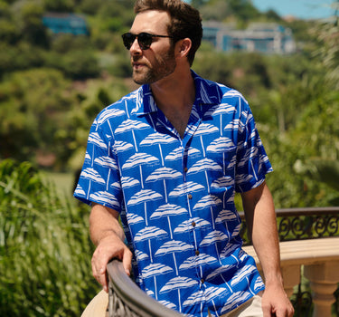 The Blue Moon Shine by Kenny Flowers | Mens Hawaiian Shirt Blue / XXXL