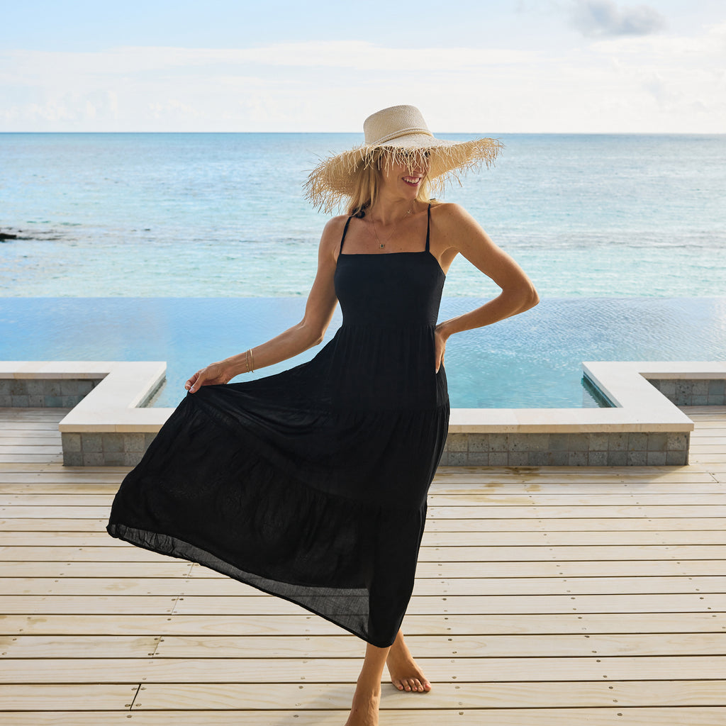 Womens black maxi resort dress