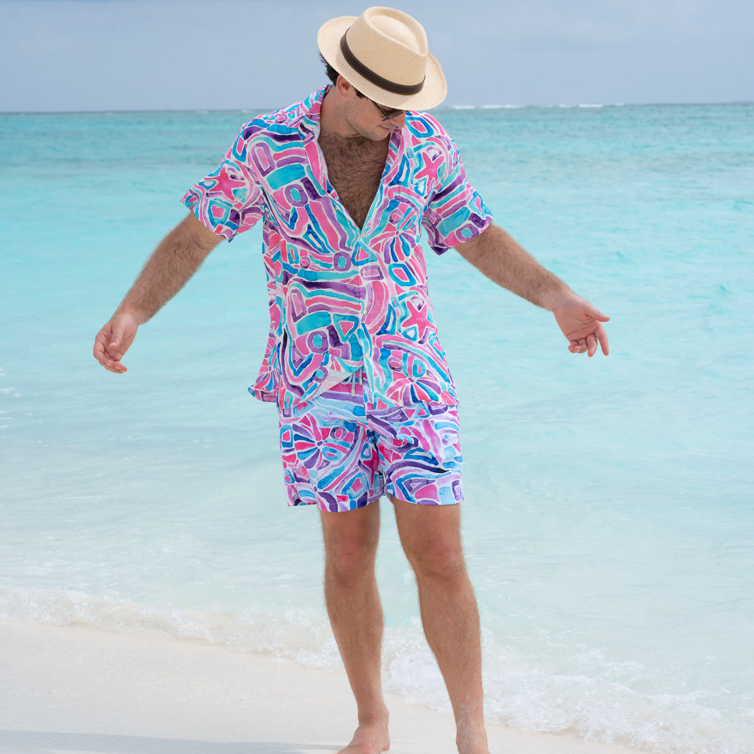 Mens Cabana Sets  Matching Hawaiian Shirts and Swim Trunks – Kenny Flowers
