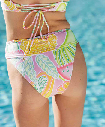 Sporty Swim V Shape Cheeky Bikini Bottoms in Hot Pink