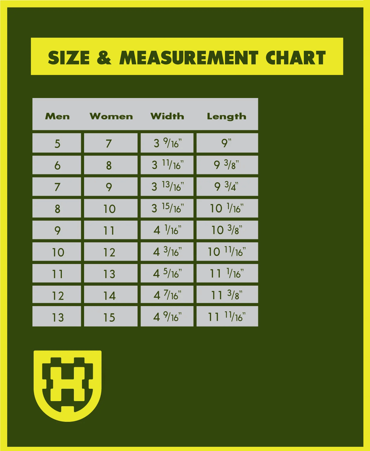 Heartland Footwear Size Chart