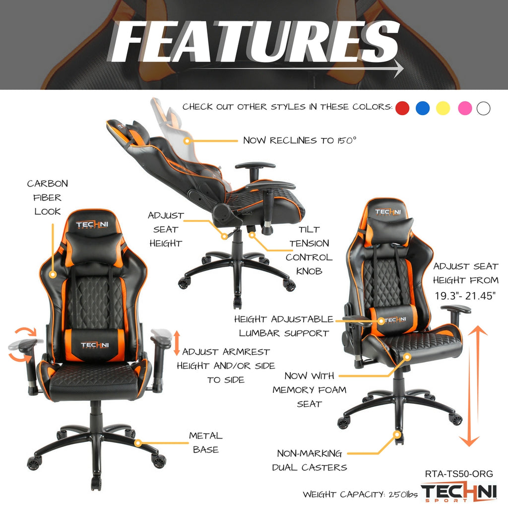 Techni Sport RTA Orange Gaming Chair